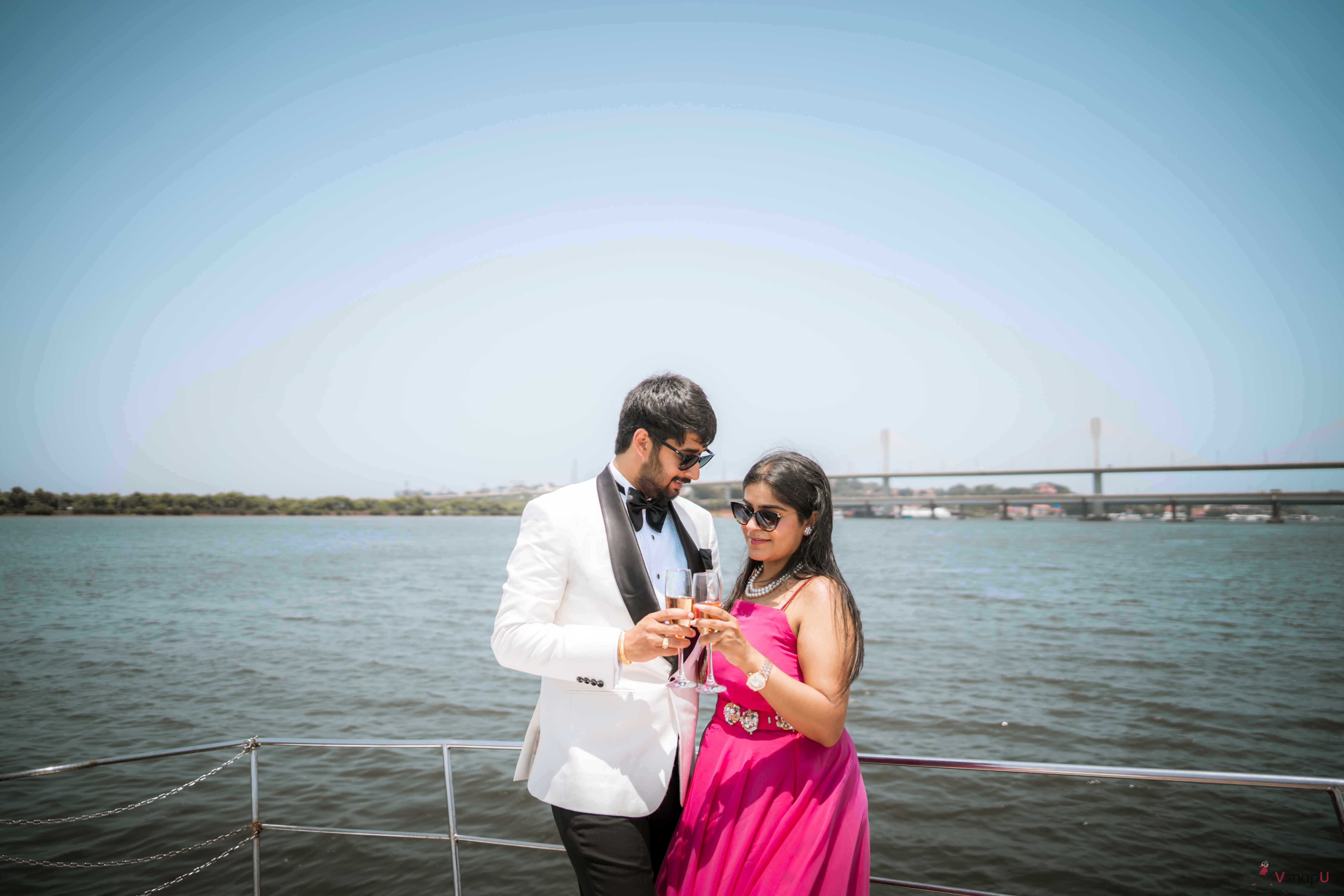 Romantic couple toasting on yacht deck VsnapU photography in  Ujjain 12.jpg